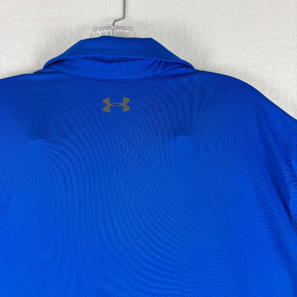 Under Armour, Blue Stripes, Loose, Heat Gear, Polo Short Sleeve, Shirt Size L - Picture 7 of 12